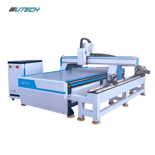 Enrutador Cnc Atc de 4 ejes para fabricación de muebles de madera con rotativo