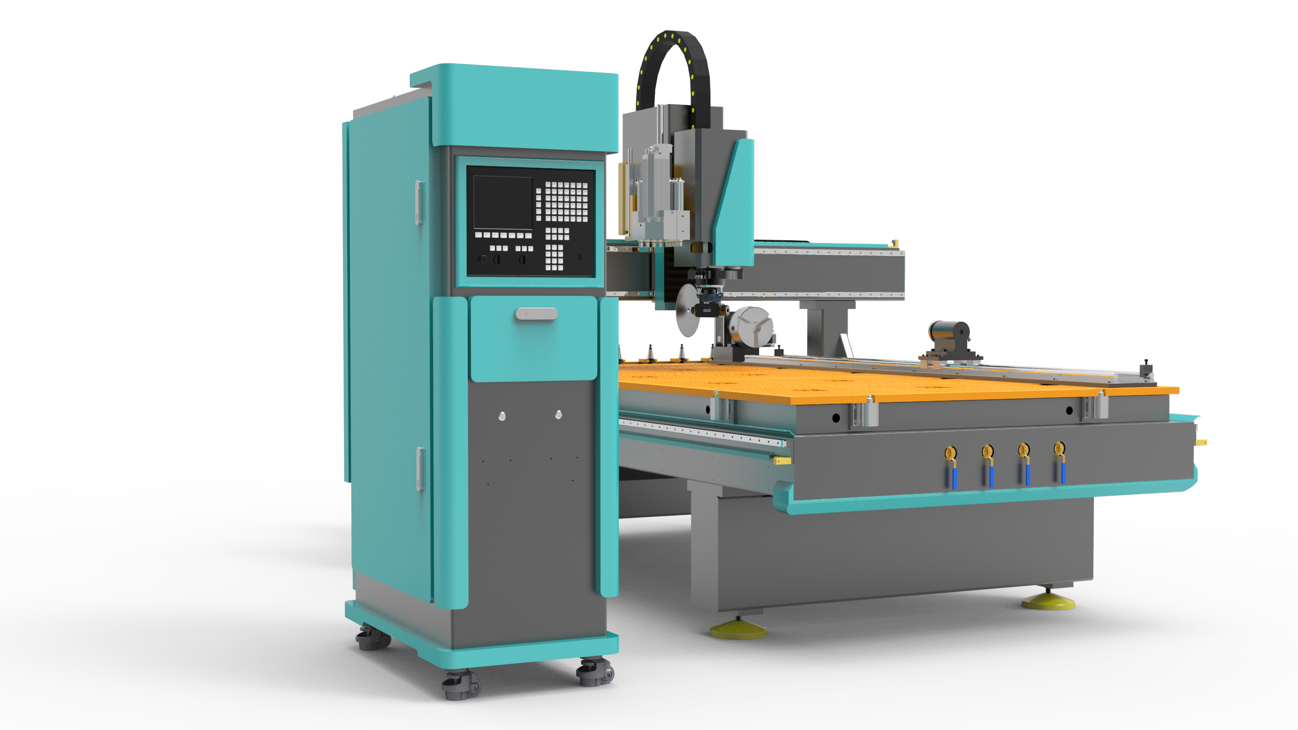 Máquina CNC ATC de 4 ejes con cabezal de perforación