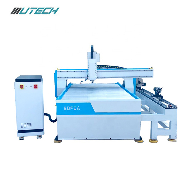 Enrutador Cnc Atc de 4 ejes para fabricación de muebles de madera con rotativo