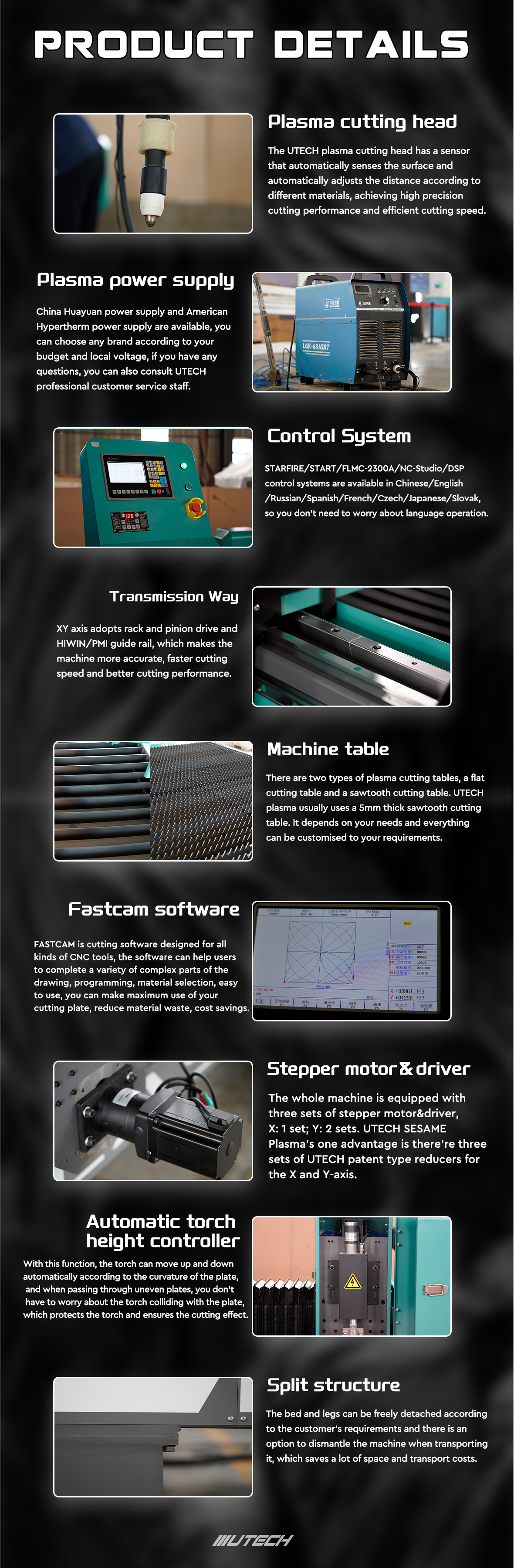 detalles del cortador de plasma cnc